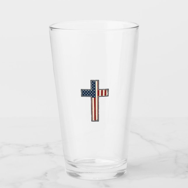 Distressed Patriotic Cross Vector Design_1 Glass (Front)