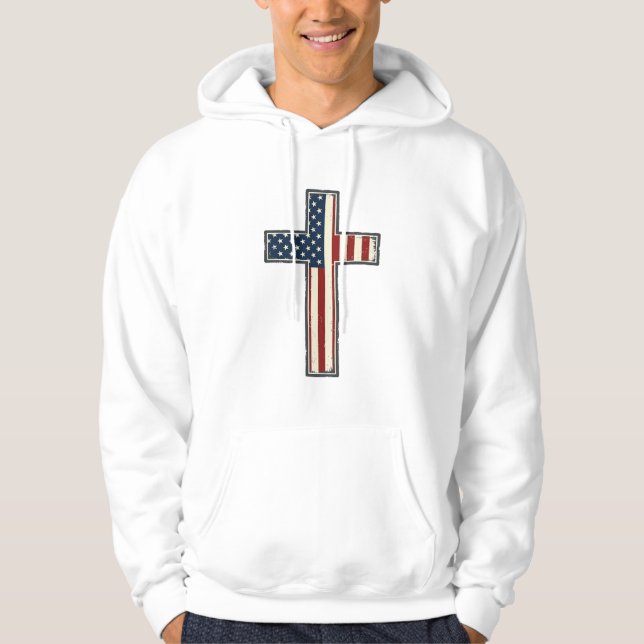 Distressed Patriotic Cross Vector Design_1 Hoodie (Front)