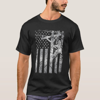 Distressed Patriotic Electric Cable Line American  T-Shirt