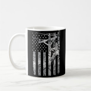 Distressed Patriotic Electric Cable Lineman Americ Coffee Mug