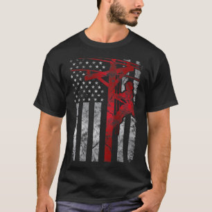 Distressed Patriotic Electric Cable Lineman Americ T-Shirt