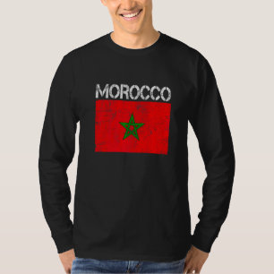 Distressed Patriotic Morocco Flag Men Women Kids T-Shirt