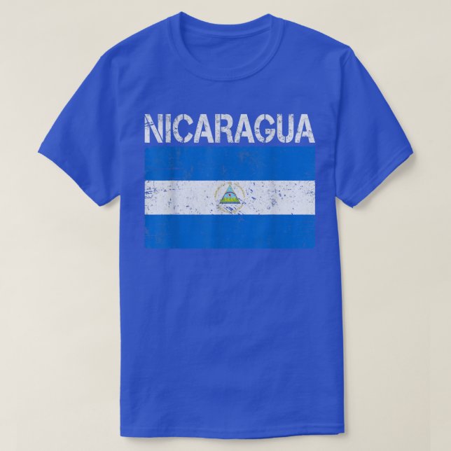 Distressed Patriotic Nicaragua Flag Men Women Kids T-Shirt (Design Front)