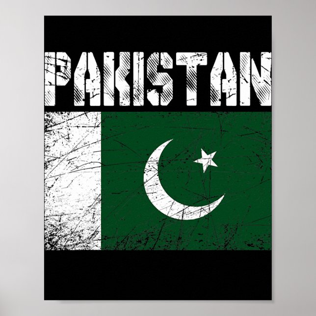 Distressed Patriotic Pakistan Flag Men Women Kids Poster (Front)