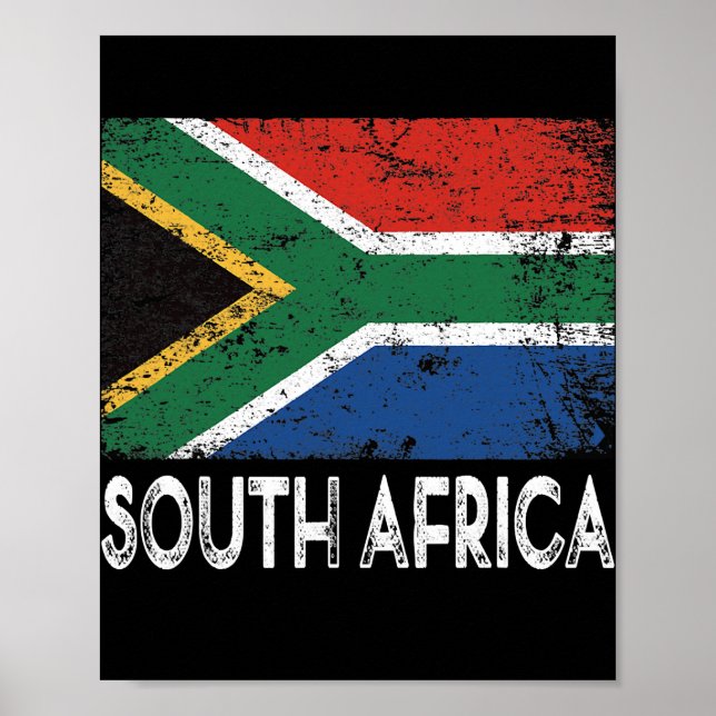 Distressed Patriotic South Africa Flag Men Women Poster (Front)