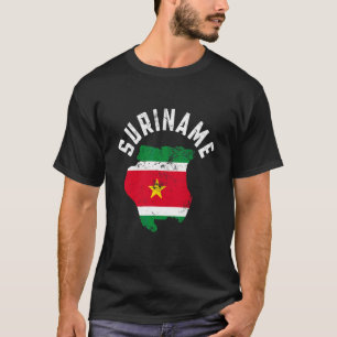 Distressed Patriotic Suriname Flag Map Men Women T-Shirt