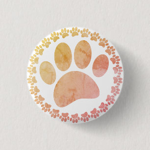 Distressed Paw And Round Frame Dog Print Pattern 3 Cm Round Badge