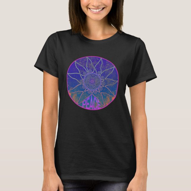 Distressed Peace Mandala Circle of Enlightenment T-Shirt (Front)