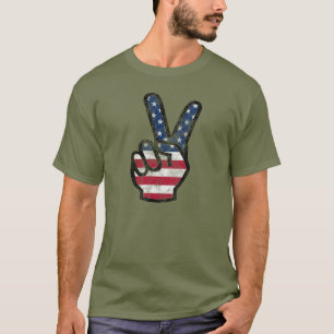 Distressed Peace Sign American flag T-Shirt