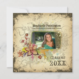 Distressed photo graduation party announcement