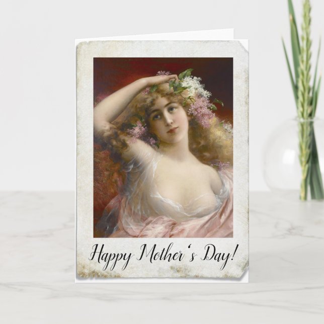 Distressed Photograph of Victorian Lady Holiday Card (Front)