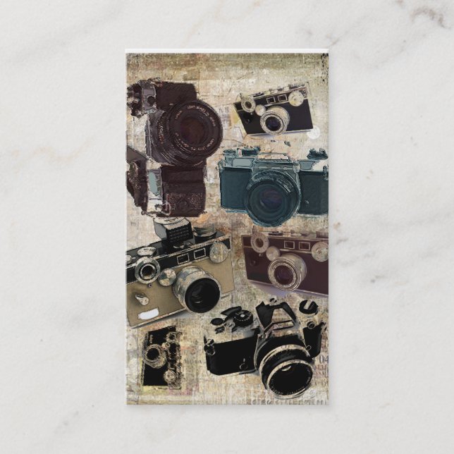 distressed photographer photography retro Camera Business Card (Front)