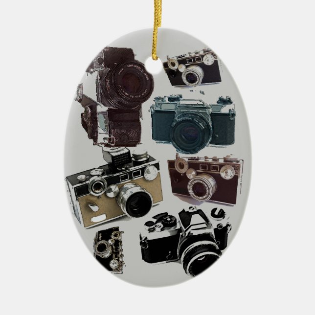 distressed photographer photography retro Camera Ceramic Tree Decoration (Front)
