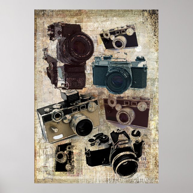 distressed photographer photography retro Camera Poster (Front)