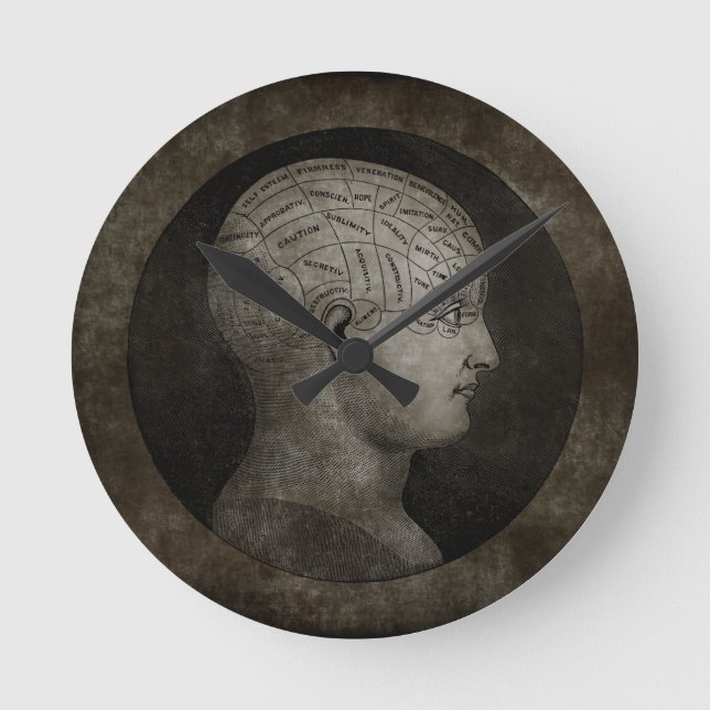 Distressed Phrenology Clock (Front)