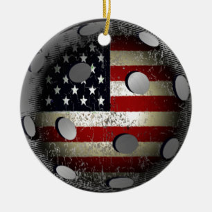 Distressed Pickleball Flag Ceramic Tree Decoration