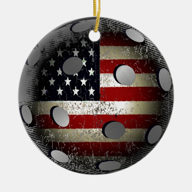 Distressed Pickleball Flag Ceramic Tree Decoration (Front)