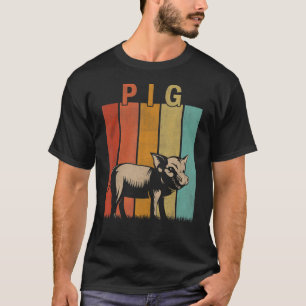 Distressed Pig Men Women Kid Cute Pig Retro T-Shirt