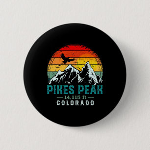Distressed Pikes Peak Mountain Colorado Retro Hiki 6 Cm Round Badge