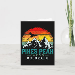 Distressed Pikes Peak Mountain Colorado Retro Hiki Card