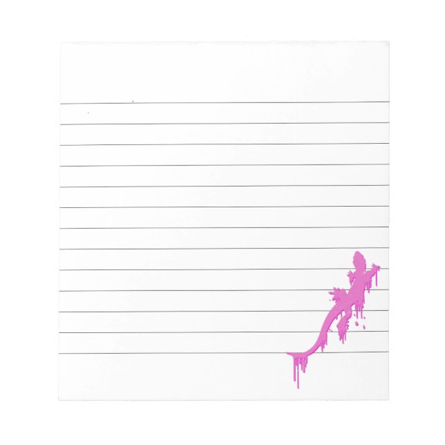 Distressed Pink Salamander With Paint Drip Lined Notepad (Front)