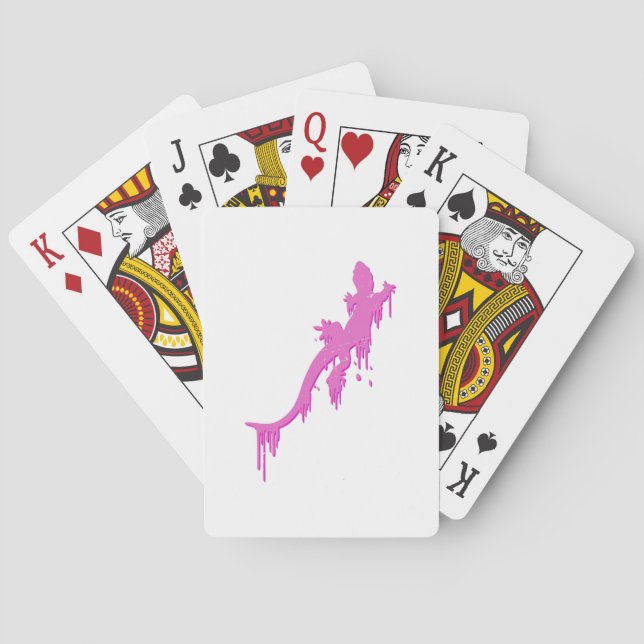 Distressed Pink Salamander With Paint Drip Playing Cards (Back)