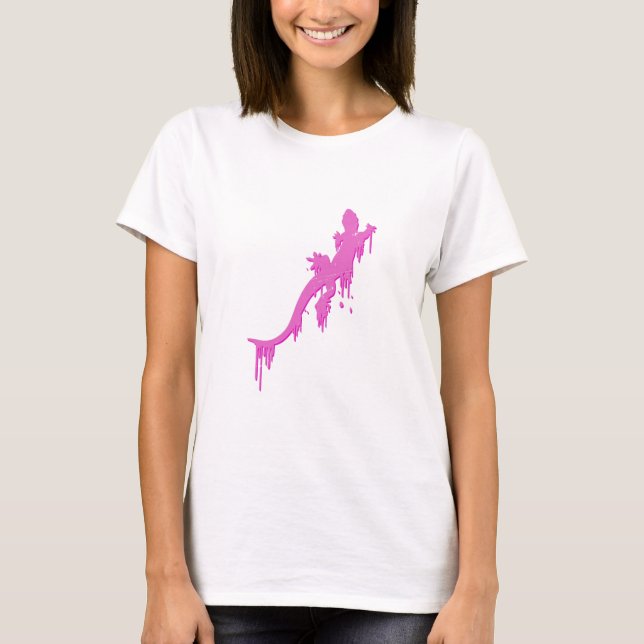 Distressed Pink Salamander With Paint Drip T-Shirt (Front)