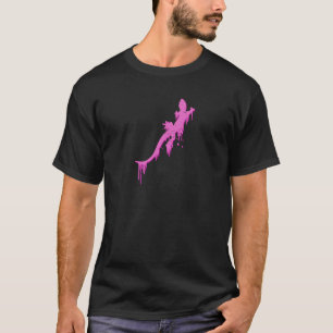 Distressed Pink Salamander With Paint Drip T-Shirt