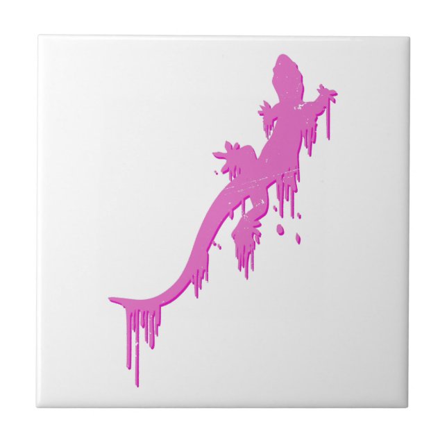 Distressed Pink Salamander With Paint Drip Tile (Front)