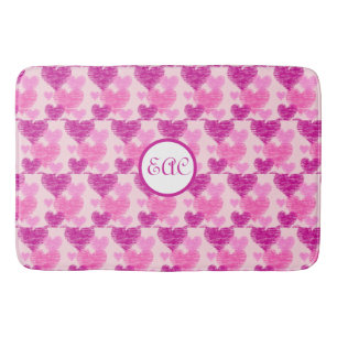 Distressed Pinks Heart Collage Bath Mat