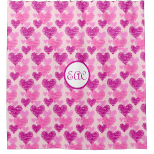Distressed Pinks Heart Collage Shower Curtain