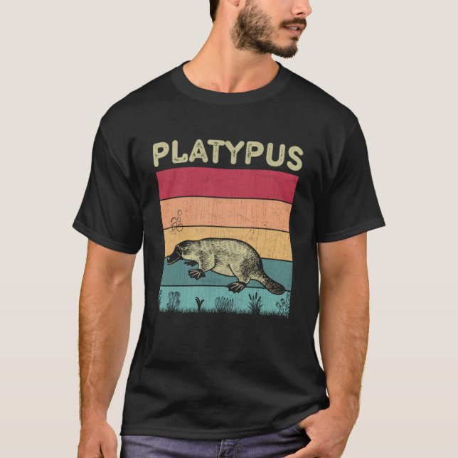 Distressed Platypus Lover Boys Girls Retro Style P T-Shirt (Front)