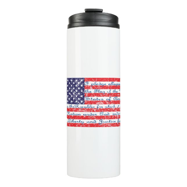 Distressed-Pledge-Flag Thermal Tumbler (Front)