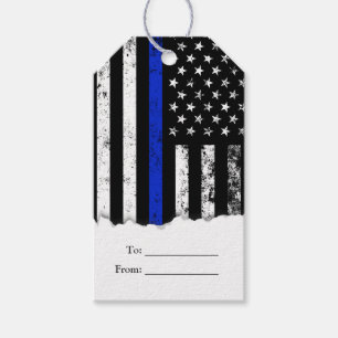 Distressed Police Flag Gift Tags
