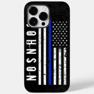 Distressed Police Style American Flag Personalised Case-Mate iPhone 14 Pro Max Case