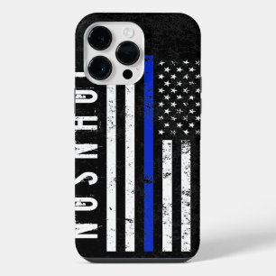 Distressed Police Style American Flag Personalised iPhone 14 Pro Max Case