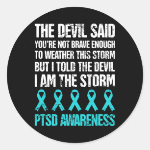 Distressed Post Traumatic Stress Ptsd Awareness Classic Round Sticker