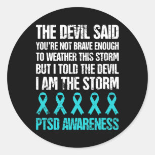 Distressed Post Traumatic Stress Ptsd Awareness  Classic Round Sticker