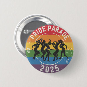 Distressed Pride Parade Dancing Figures 6 Cm Round Badge