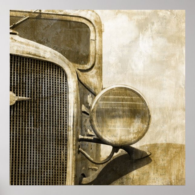 Distressed Primitive Rustic country old farm truck Poster (Front)
