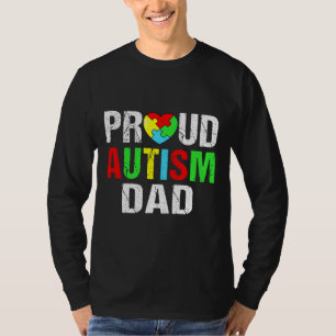 Distressed Proud Autism Dad Heart Family Matching T-Shirt