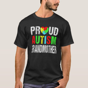 Distressed Proud Autism Grandmother Heart Family M T-Shirt