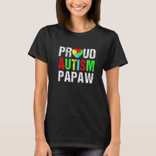 Distressed Proud Autism Papaw Heart Family Matchin T-Shirt
