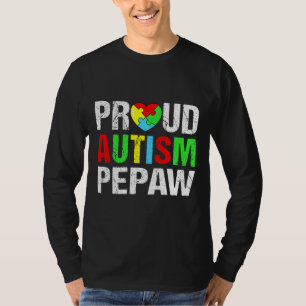 Distressed Proud Autism Pepaw Heart Family Matchin T-Shirt