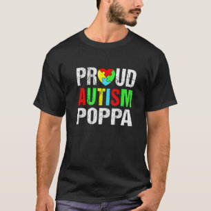 Distressed Proud Autism Poppa Heart Family Matchin T-Shirt