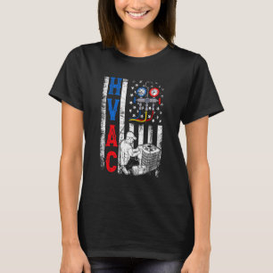 Distressed Proud USA HVAC Tech American Flag HVAC T-Shirt