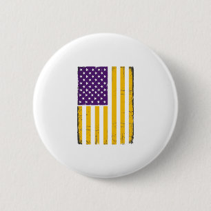 Distressed Purple and Gold American Flag Vector De 6 Cm Round Badge