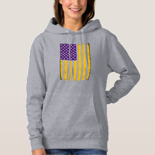 Distressed Purple and Gold American Flag Vector De Hoodie