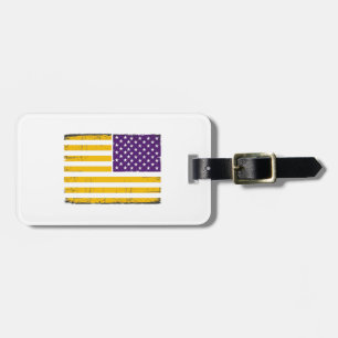 Distressed Purple and Gold American Flag Vector De Luggage Tag