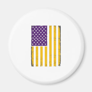 Distressed Purple and Gold American Flag Vector De Magnet